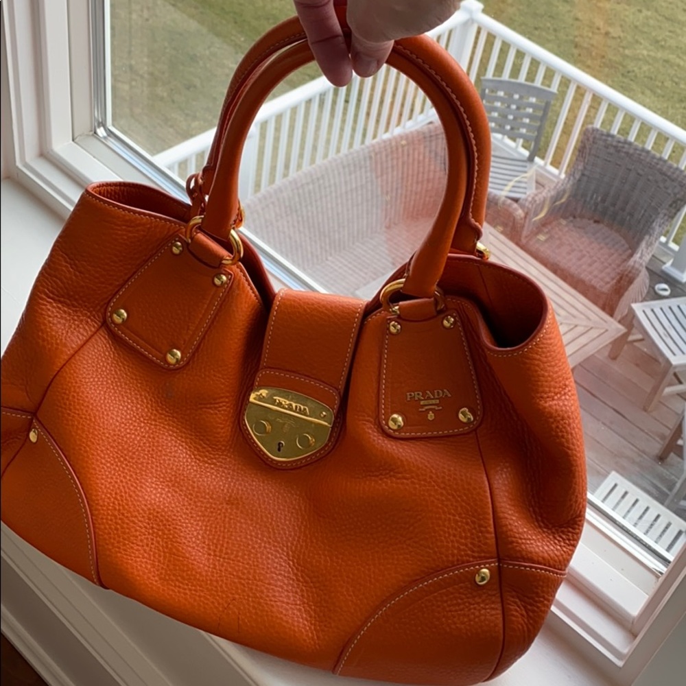Authentic Prada Handbag - orange leather